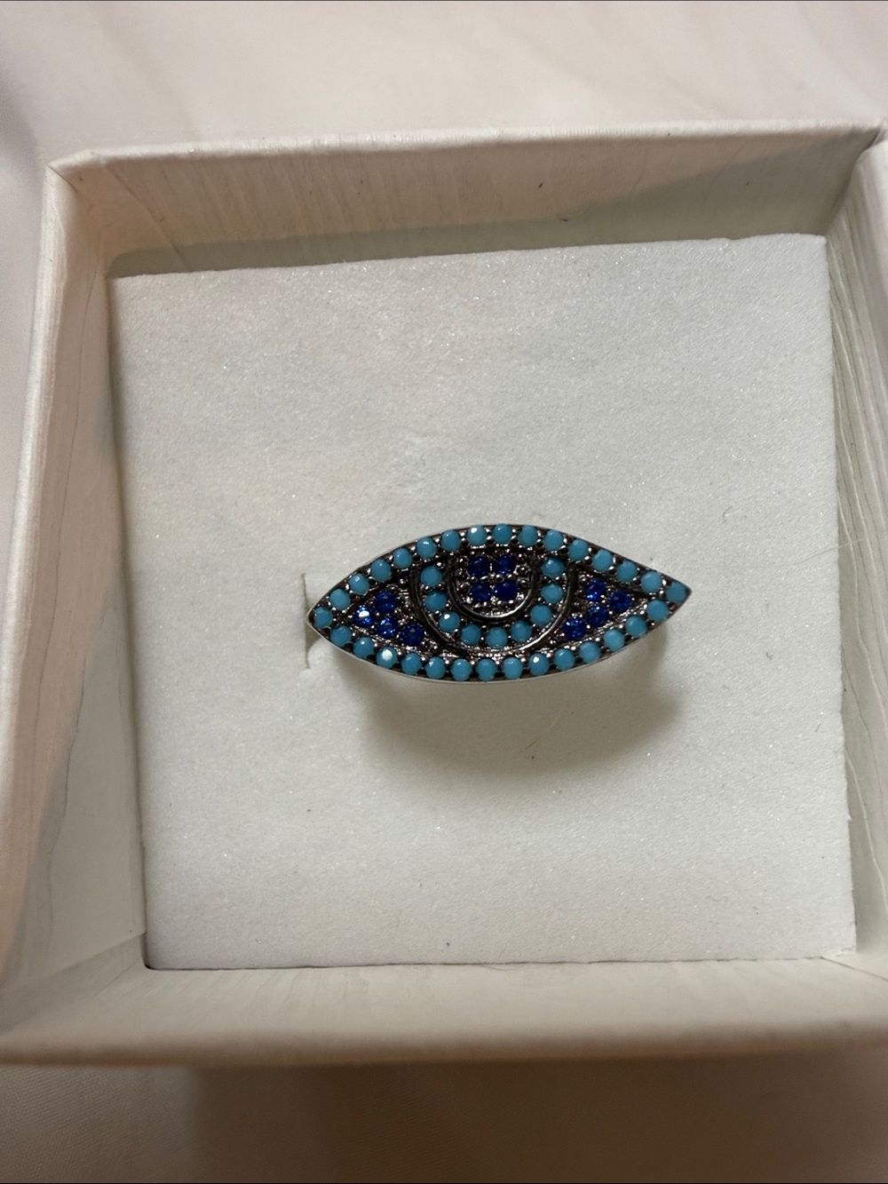 CUSTOM- Evil eye Lapis and Turquoise Genuine 925 Silver Ring